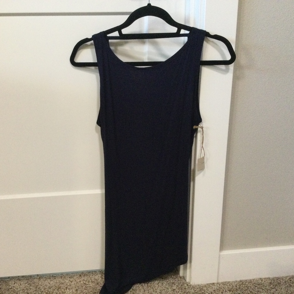 NWT Chakra Dark Blue Muscle Yoga Top Open Back